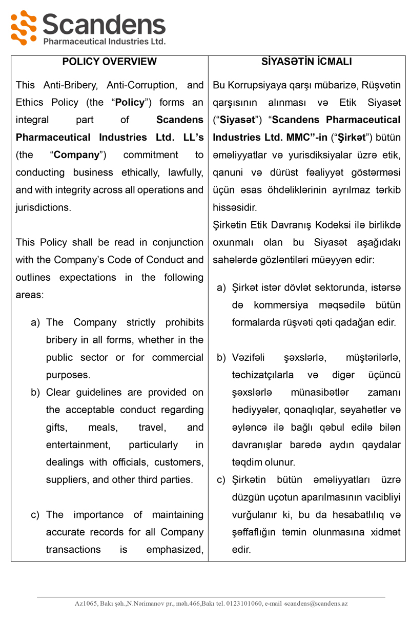 Anti-Corruption and Ethics Code